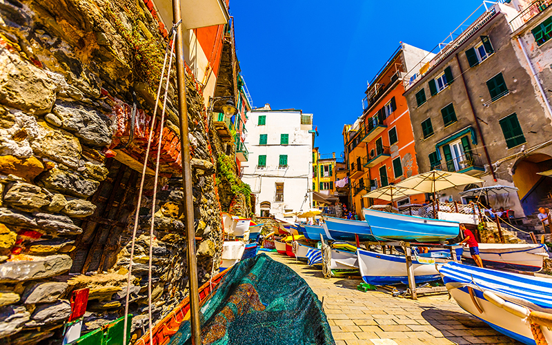 riomaggiore, the marina with the fishermen boats
