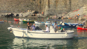 24 ft boat on departure for a private boat tour from vernazza, cinque terre