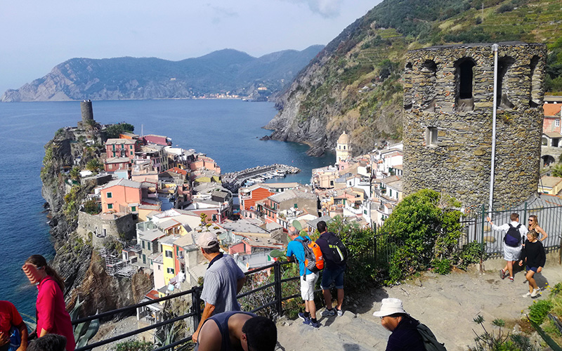 vernazza, view of the village from the high path
