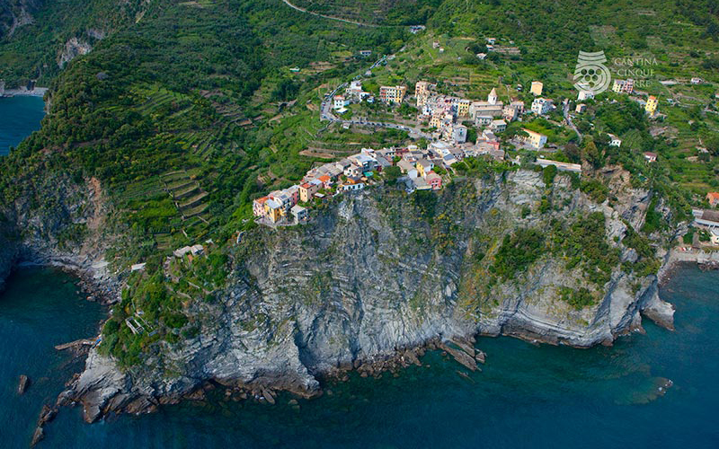 cinque terre, corniglia, aerial view